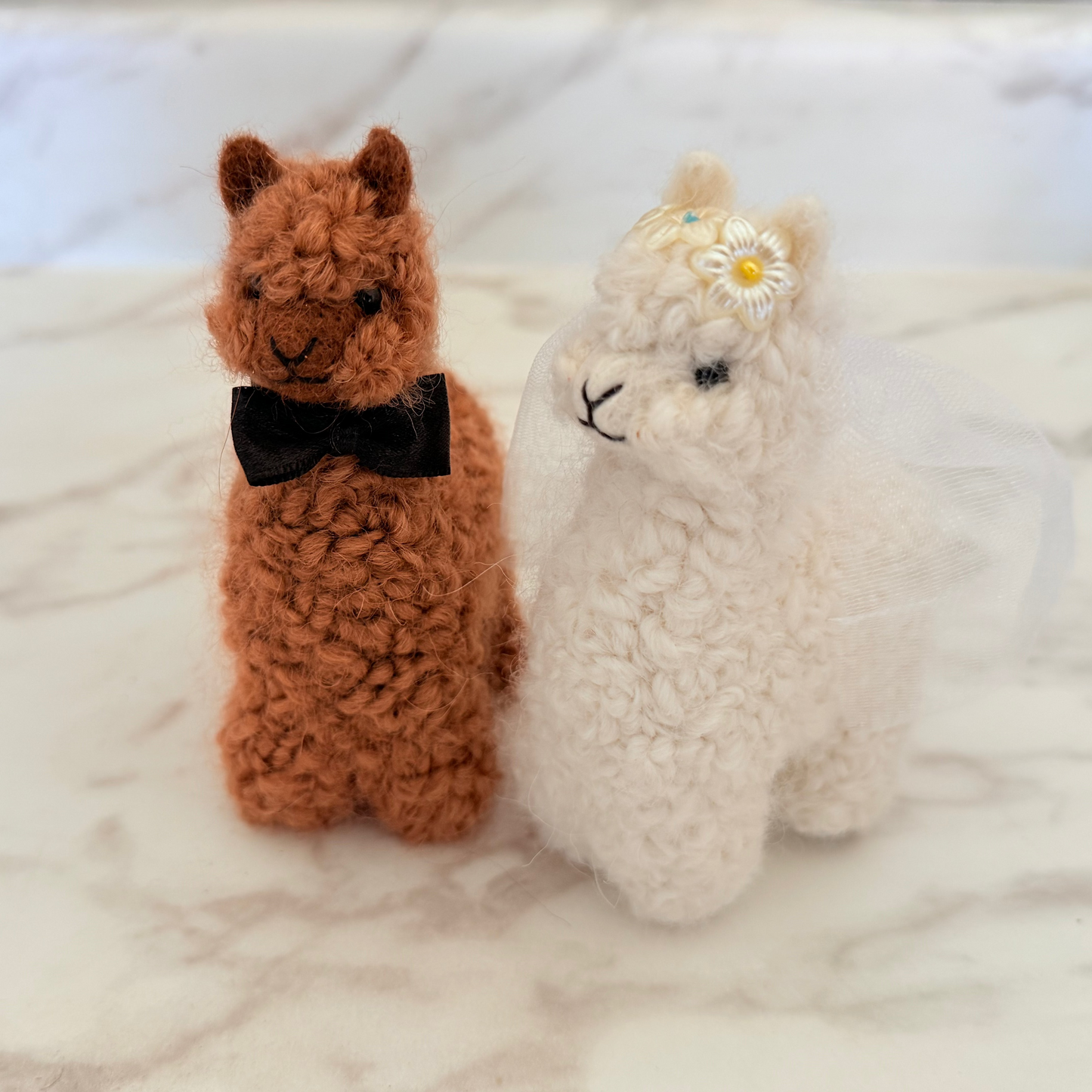 100% Felted Bride and Groom Alpaca