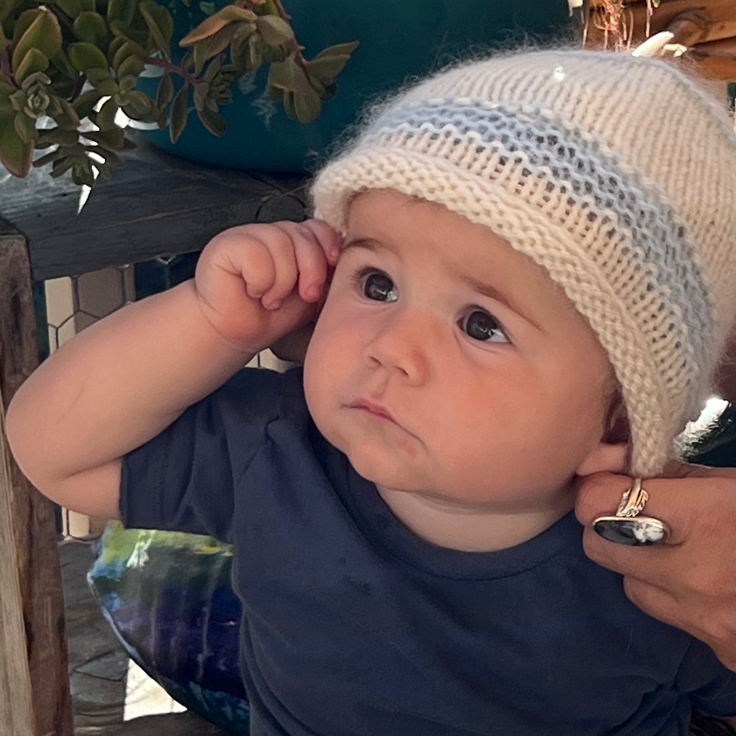 Baby Puki Hat - White and Blue