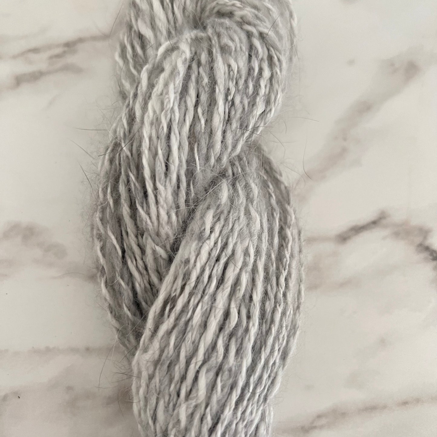 Hand Spun Angora Yarn - Natural Blue